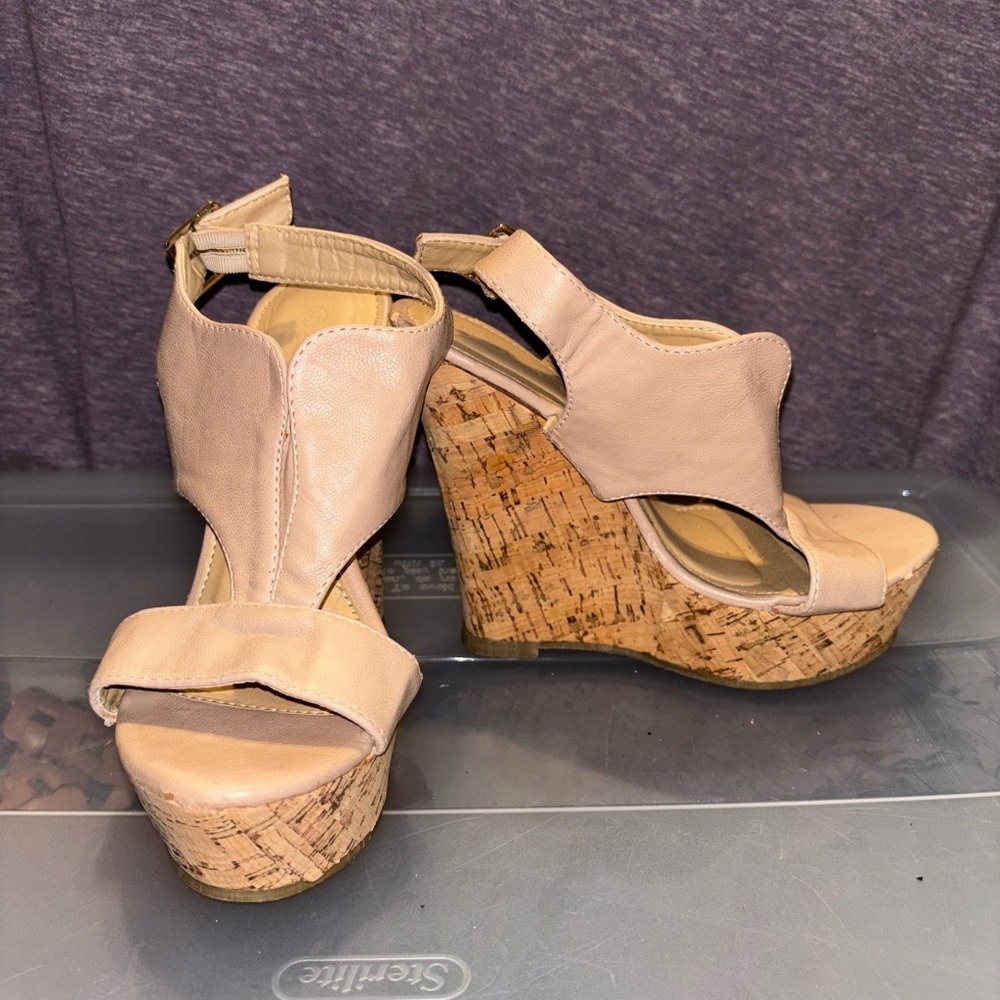 Anne Marie Beige Wedge Sandals